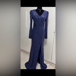 Stunning Blue Sequin Long Sleeve Dress